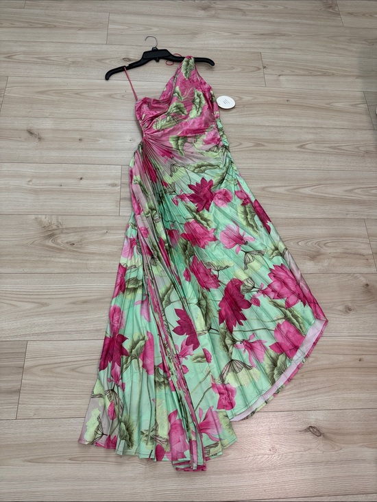Pinkblush Dresses & Skirts - Pinkblush Pink & Mint Floral One-Shoulder Pleated Maxi Dress